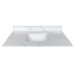 English Elm 43-inch Carrara Quartz Vanity Top Undermount Sink Backsplash Stain Resistant Bath W2699P459408