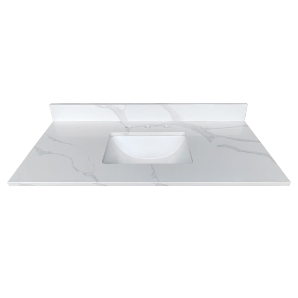 English Elm 43-inch Carrara Quartz Vanity Top Undermount Sink Backsplash Stain Resistant Bath W2699P459408