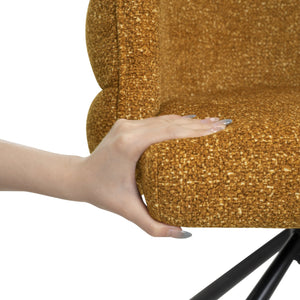 English Elm 270° Swivel Mid-Century Modern Upholstered Desk Chairs Set of 2 with Thick Cushion & Metal Base Orange W757P281147