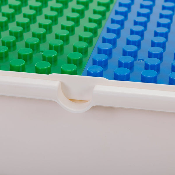 English Elm All-in-One Kids Activity Table set with 2 chairs, 100 DIY blocks, slides, storage & cushions for toddlers W2181P362367