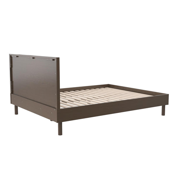 English Elm Upholstered Canvas and Oak Veneer Headboard for Modern Minimalist Bedroom Decor Walnut B2733P436846