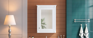 English Elm 20" Medicine Cabinet with Mirror — Space-Saving Wall-Mounted Bathroom Storage with Adjustable Shelf, Modern Carved Design White N710P317680K