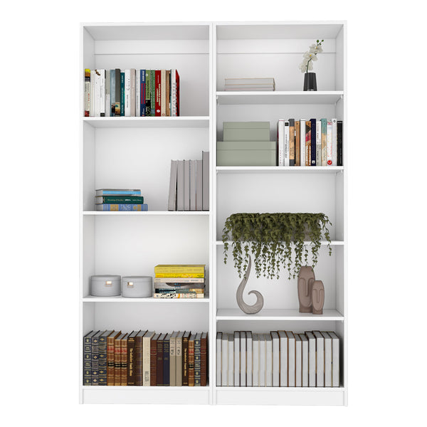 English Elm 2 Piece Bookcase Set with 9 Shelves — Matte Finished Sturdy Particleboard Storage for Modern Living Rooms White 45 L x 29 W x 4 H B200S00293