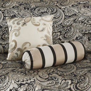 English Elm 12 Madison Park Aubrey 12-Piece Queen Comforter Set Paisley Jacquard with 200TC Cotton Sheets, Gold Accents Black 12.8 L x 18.7 W x 13.98 H B035128820