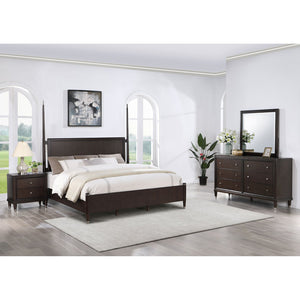 English Elm Niguel Brown 4-Piece Poster Bedroom Set – Elegant Design, Generous Storage & Timeless Style For Your Retreat B062S01134