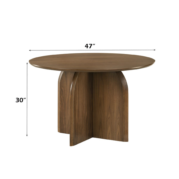 English Elm Delmon Walnut Veneer Round Dining Table Seats Four Mid-century Modern Wood Grain B2726S00580