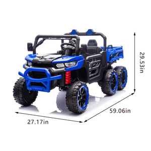 English Elm 24v Two Seat Kids Electric Dump Truck Six Wheel 4wd Utv with Parental Remote Blue W1578P268993