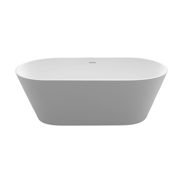 English Elm 63 Inch Freestanding Stone Resin Soaking Tub Matte White Spa Bathtub for Bathroom T3785P490211