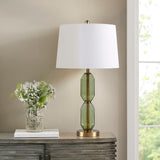 Zirconia Glam/Luxury Faceted Green Glass Table Lamp