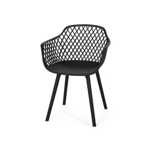 English Elm Christopher Knight Home® - POPPY Weather-Resistant Outdoor Dining Chair with Diamond Mesh Design, Sturdy Polypropylene Comfort Black 24 L x 23.5 W x 22.4 H 69069.00BLK