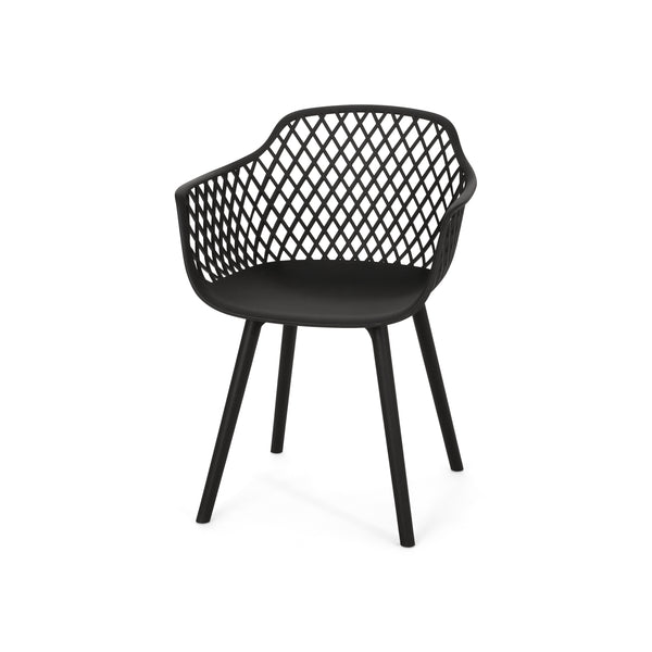 English Elm Christopher Knight Home® - POPPY Weather-Resistant Outdoor Dining Chair with Diamond Mesh Design, Sturdy Polypropylene Comfort Black 24 L x 23.5 W x 22.4 H 69069.00BLK