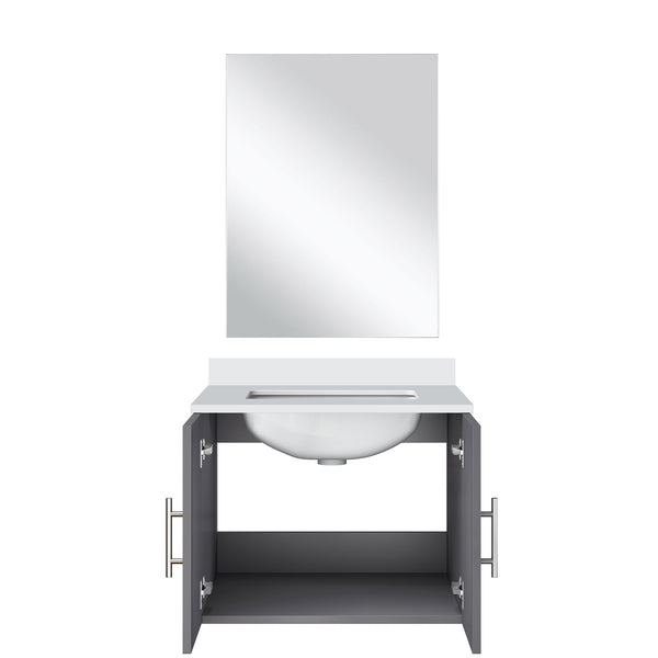 English Elm Dark Grey Single Bath Vanity With Cultured Marble Top, Mirror & Soft-Close Cabinet For Modern Spaces B2731S00742