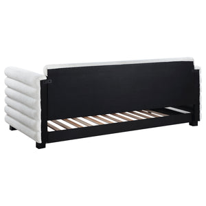 English Elm Fandango Boucle Upholstered Twin Daybed with Trundle Pull Out for Modern Bedrooms B062S01631