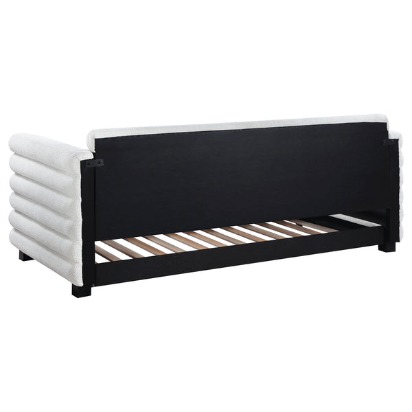 English Elm Fandango Boucle Upholstered Twin Daybed with Trundle Pull Out for Modern Bedrooms B062S01631