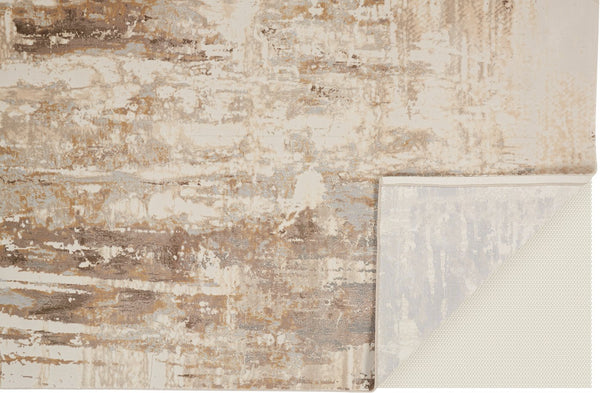 Feizy Rugs Parker Abstract Distressed Rug - Contemporary Viscose And Polyester Design For Modern Interiors Tan,Ivory,Gray Viscose,Polyester Prk3709fgrybgej00
