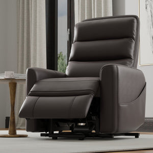 English Elm Faux Power Lift Chair with Premium Faux Leather, USB Charging, Side Pockets & Quiet Motor Recline Dark Brown B339P409526