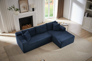 English Elm L-Shaped Cloud Sectional Sofa - Deep Seat Comfort, No Assembly, Modular Sleeper For Any Space, Blue W2339P294927