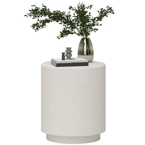 English Elm HOMCOM Terrazzo-Style Round Side Table Cream White, Water-Resistant Accent Table 19" H, 198 lb Capacity W2225P249996