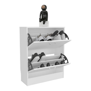 English Elm Inola Modern Two-Door Shoe Rack Cabinet with Adjustable Shelves, Kronos Finish, Compact Entry Storage B200P361999