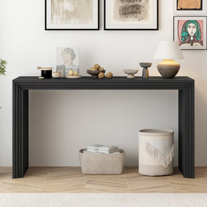 English Elm U_Style Modern Console Table - Sleek Paulownia Wood Veneer For Entryway, Living Room, Or Hallway Decor N711P205930B-GIGA