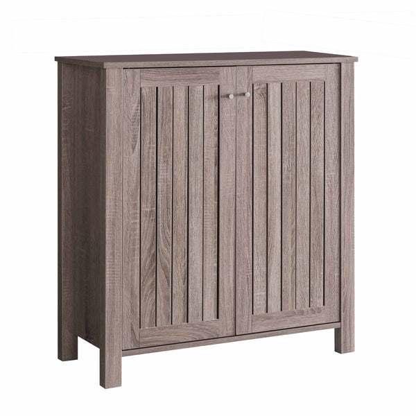 English Elm Shoe Storage Cabinet with Vented Slatted Doors Four Shelves Holds 20 Pairs B056P416992