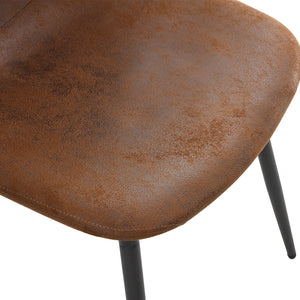 English Elm A set of 4 modern medieval restaurant cushioned side chairs with brown techno-fabric seats & black metal legs, ergonomic comfort and easy assembly (W115149079) W1151P306740