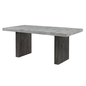 English Elm SUSAN Grey Dining Table with Faux Marble Top, Solid Wood & MDF Pedestal Base, Accented Legs, Modern Elegance B201S00329