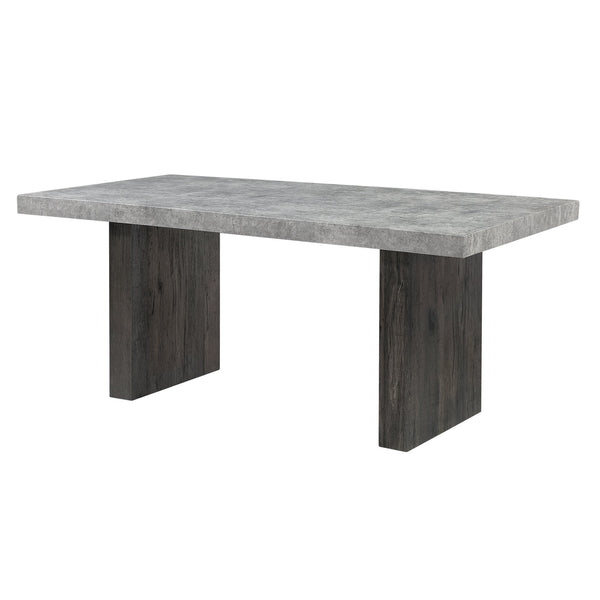 English Elm SUSAN Grey Dining Table with Faux Marble Top, Solid Wood & MDF Pedestal Base, Accented Legs, Modern Elegance B201S00329