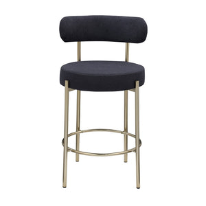 English Elm Woker Modern Sherpa Counter Height Stools Set Of 2 - Chic Upholstered Barstools With Brass Legs W1567P147205-GIGA