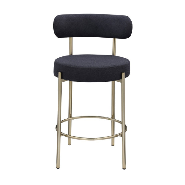 English Elm Woker Modern Sherpa Counter Height Stools Set Of 2 - Chic Upholstered Barstools With Brass Legs W1567P147205-GIGA