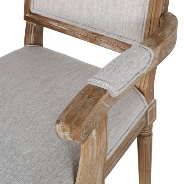 English Elm Christopher Knight Home® - Upholstered Dining Chair Set of 2 with Rubber Wood Legs, French Country Queen Anne Style Comfort and Flair Light Grey+Natural 71239.00LGRYNTL