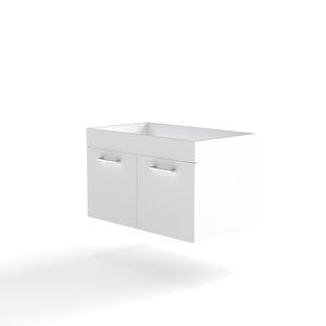 English Elm 32-inch Glossy White Wall Mounted Vanity Cabinet with Soft Close Double Door Storage W3151P353908