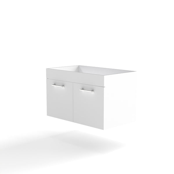 English Elm 32-inch Glossy White Wall Mounted Vanity Cabinet with Soft Close Double Door Storage W3151P353908