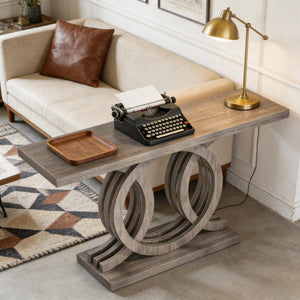 English Elm Modern Farmhouse Console Table Slim Wood Grain Entryway Sofa Accent Piece T3971P452583