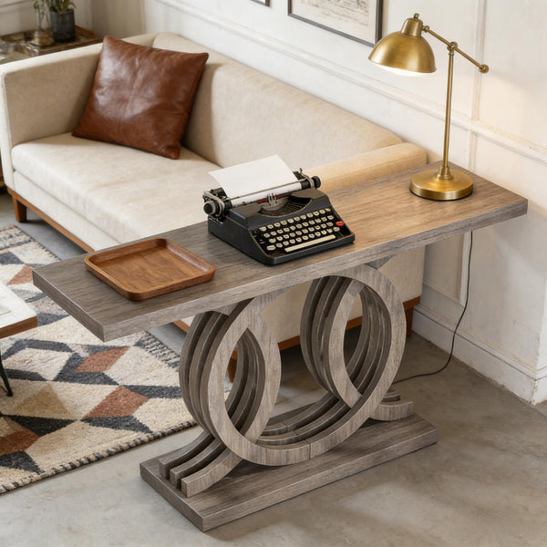 English Elm Modern Farmhouse Console Table Slim Wood Grain Entryway Sofa Accent Piece T3971P452583