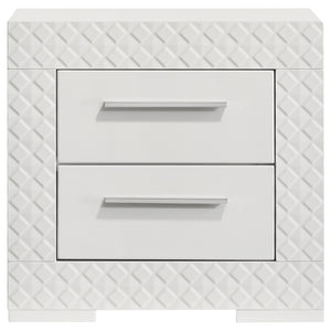 English Elm Pierce White High Gloss Nightstand with 2 Soft-Close Drawers Felt Lined Top Modern Bedside B062P378421