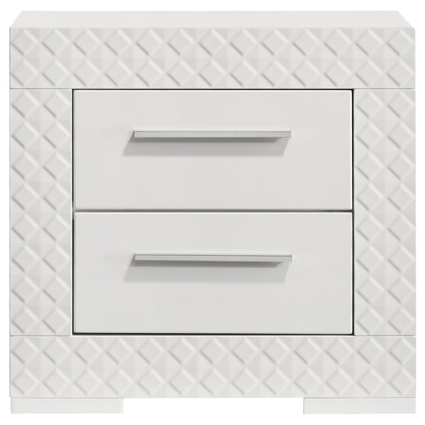 English Elm Pierce White High Gloss Nightstand with 2 Soft-Close Drawers Felt Lined Top Modern Bedside B062P378421
