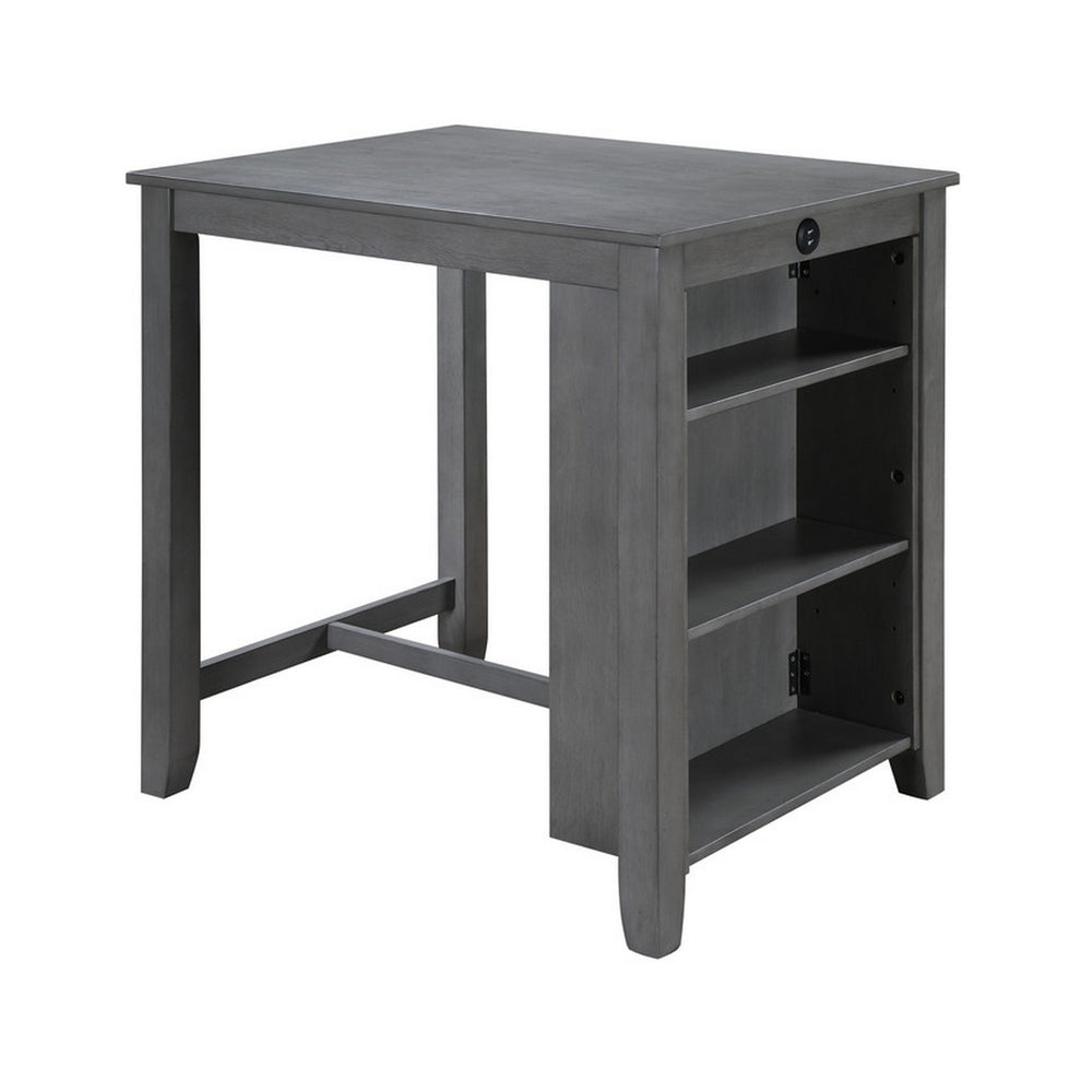 English Elm Ham Counter Height Dining Table with Usb Charging Open Shelf for Kitchen Nooks Gray B056P416890