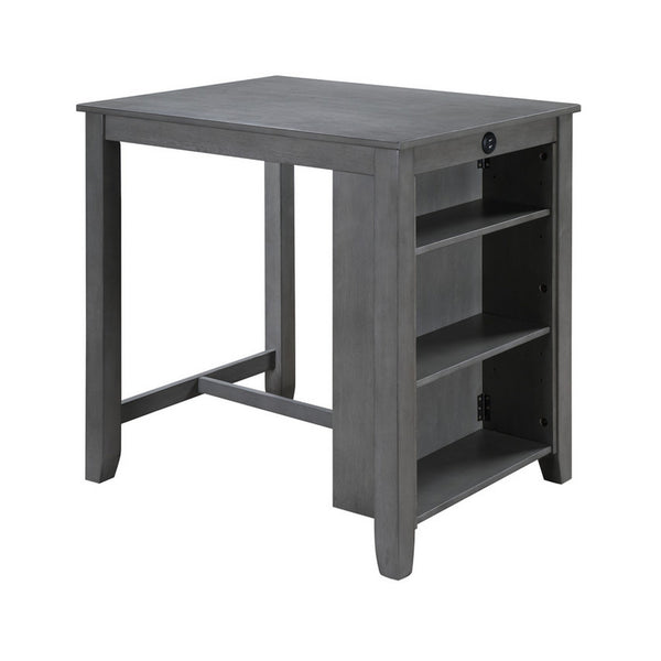 English Elm Ham Counter Height Dining Table with Usb Charging Open Shelf for Kitchen Nooks Gray B056P416890