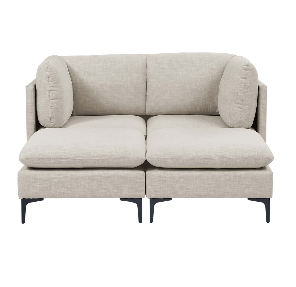 English Elm Linen Modular Sectional Sofa with Black Metal Legs Mid-century Living Room Seating B2748S00094