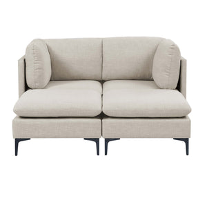 English Elm Linen Modular Sectional Sofa with Black Metal Legs Mid-century Living Room Seating B2748S00094
