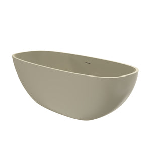 English Elm 66.9 Inch Stone Resin Freestanding Soaking Tub Matte Khaki Spa Bathtub W1613P381035