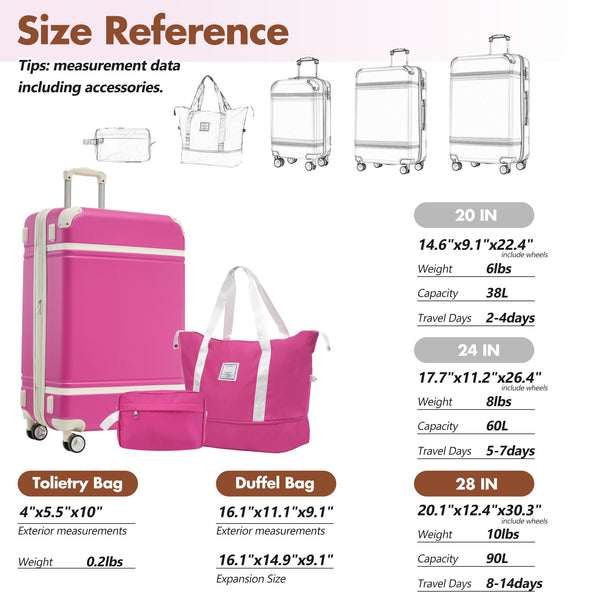 English Elm Hardshell Abs Suitcase Set with Tsa Lock Spinner Wheels Expandable 28 Inch Travel Pink N732P193485H