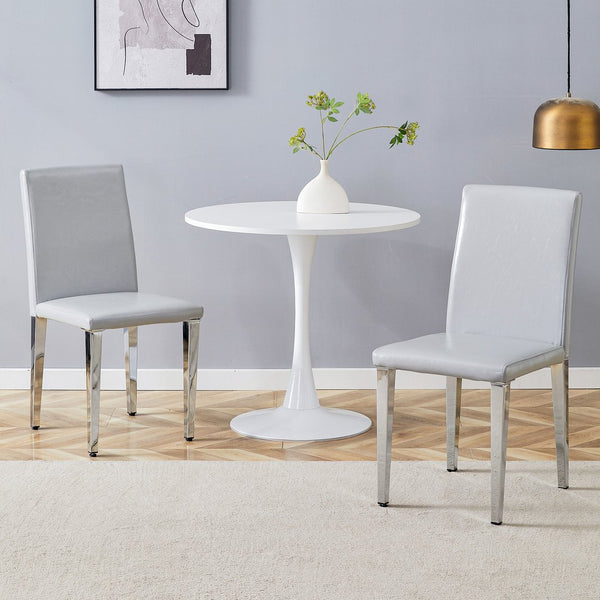 English Elm Four Pu Leather Dining Chairs with Metal Legs Modern Minimalist Set for Stylish Homes W1151P383507