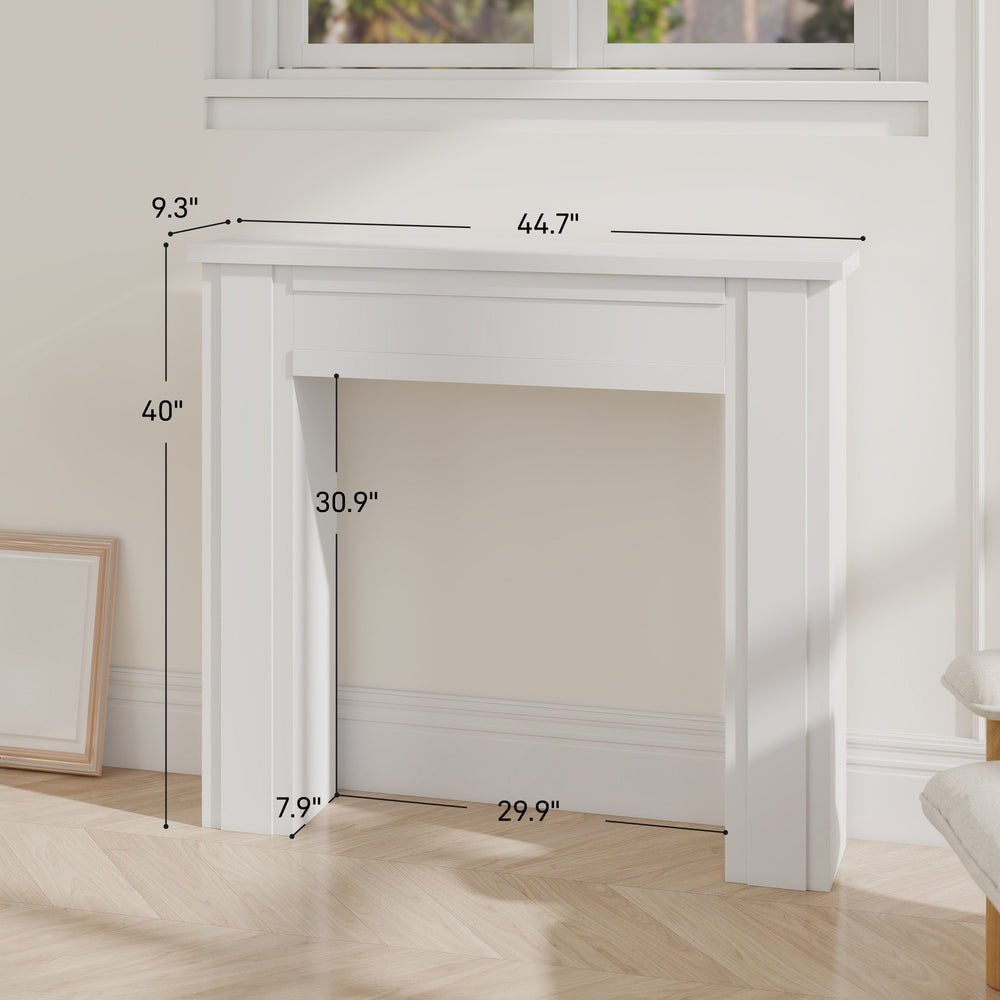 English Elm 1pcs Freestanding Electric Fireplace Mantel Surround White Mdf Fir Wood Living Room T3971P401045