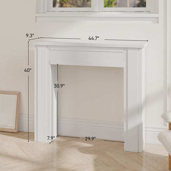 English Elm 1pcs Freestanding Electric Fireplace Mantel Surround White Mdf Fir Wood Living Room T3971P401045