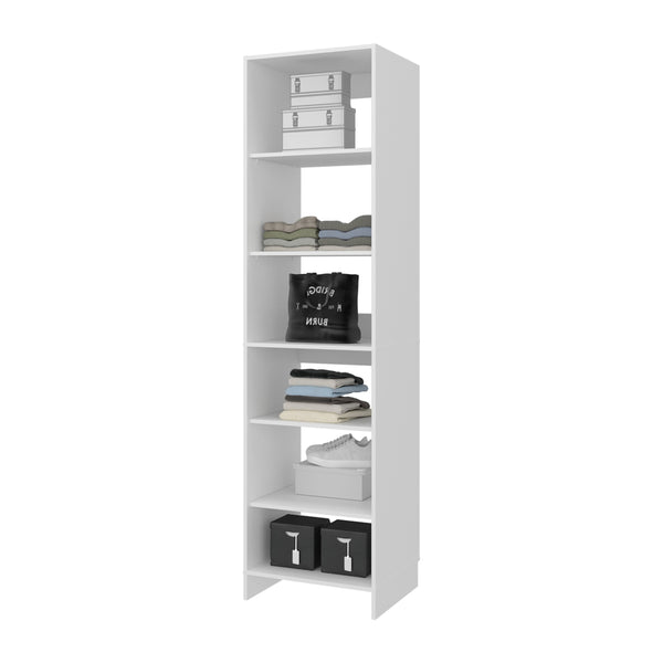 English Elm Cabot Six Shelf Tall Wardrobe Closet White Melamine Vertical Bedroom Storage B097S00243