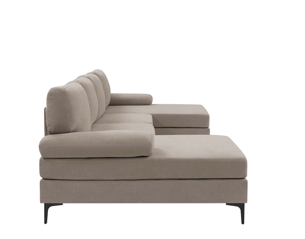 English Elm Polyester Blend U-shape Sectional with Double Chaise and Black Metal Legs B2748S00039
