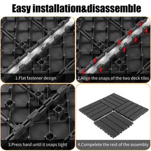 English Elm Plastic Interlocking Patio Tiles 44 Pack Waterproof Pp Snap Fit Outdoor Pool Deck W3022P251835