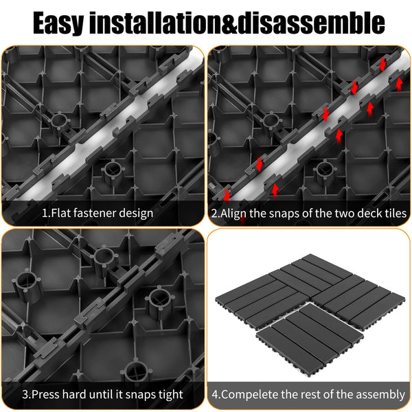 English Elm Plastic Interlocking Patio Tiles 44 Pack Waterproof Pp Snap Fit Outdoor Pool Deck W3022P251835